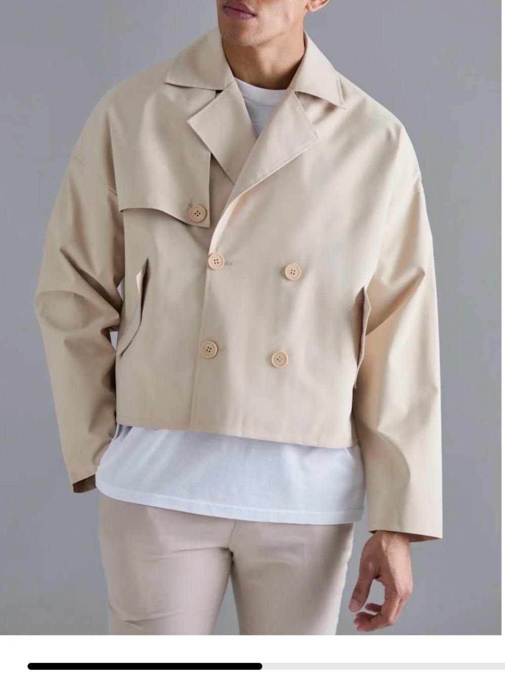 Boohooman Double trench coat boxy type men